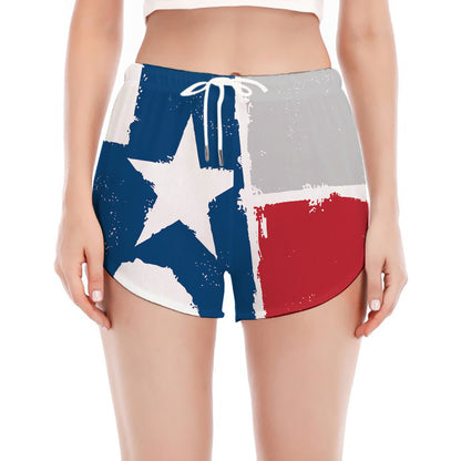 Texas State Flag Print Women's Split Running Shorts