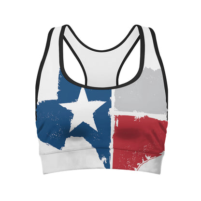 Texas State Flag Print Women's Sports Bra