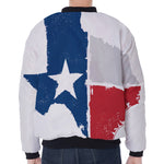 Texas State Flag Print Zip Sleeve Bomber Jacket