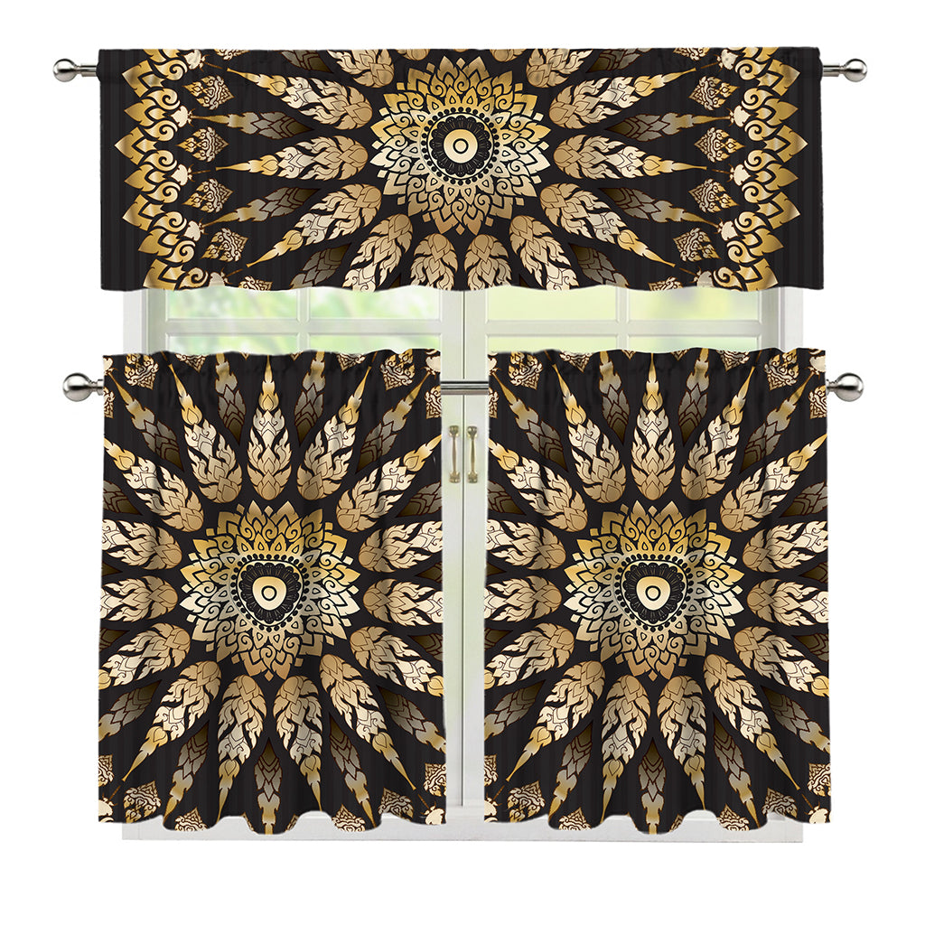 Thai Mandala Print 3 Piece Kitchen Curtains