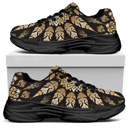 Thai Mandala Print Black Chunky Shoes