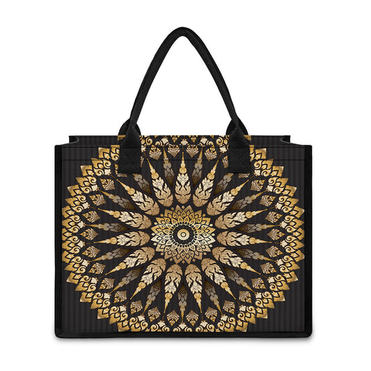 Thai Mandala Print Canvas Tote Bag