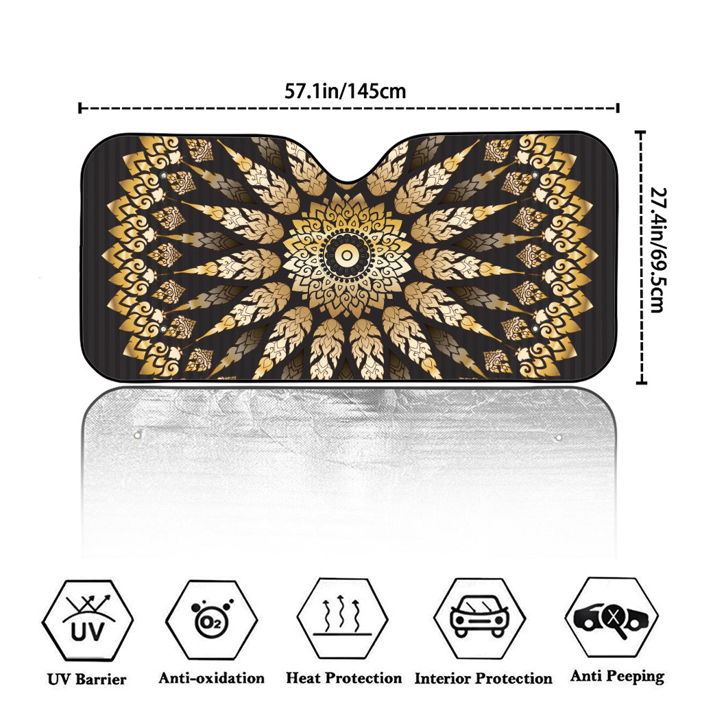 Thai Mandala Print Car Windshield Sun Shade