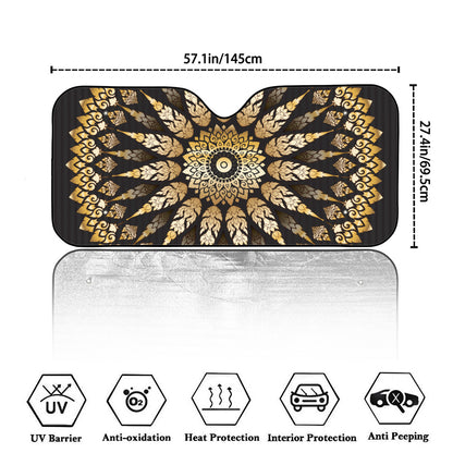 Thai Mandala Print Car Windshield Sun Shade
