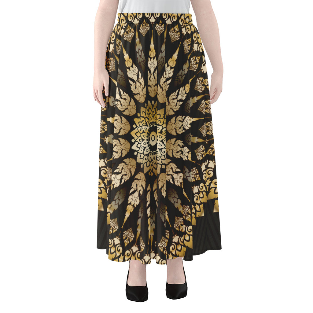 Thai Mandala Print Chiffon Maxi Skirt