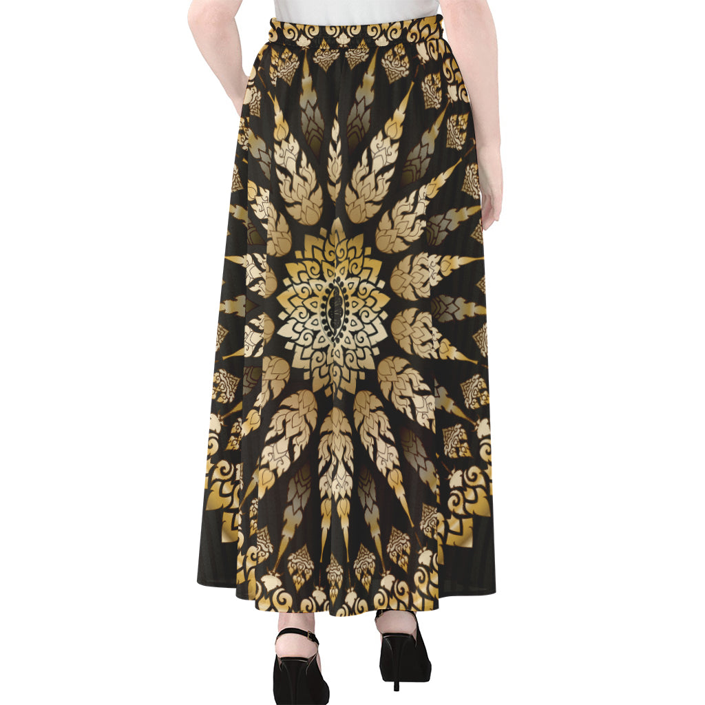 Thai Mandala Print Chiffon Maxi Skirt