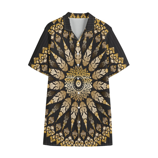 Thai Mandala Print Cotton Hawaiian Shirt