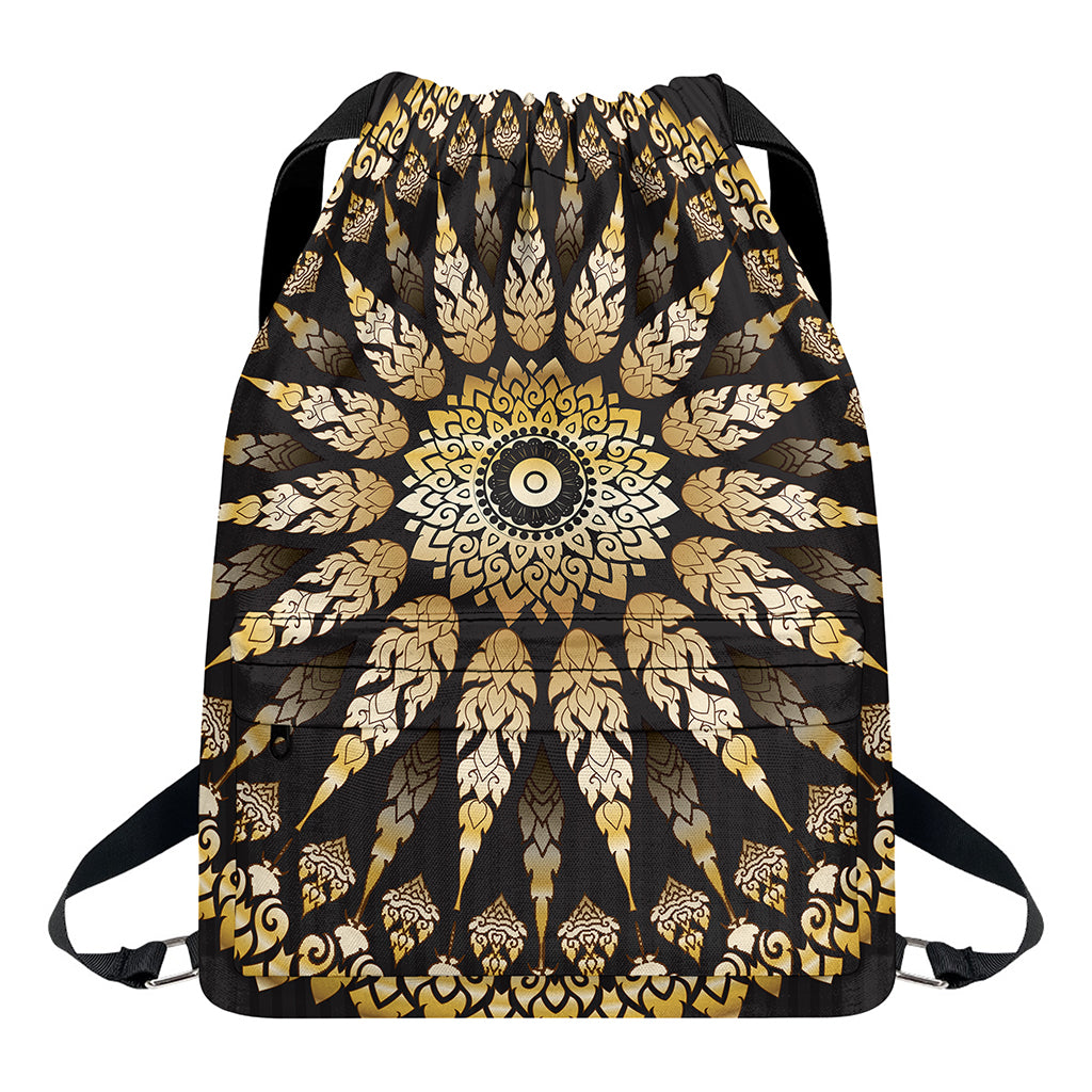 Thai Mandala Print Drawstring Backpack