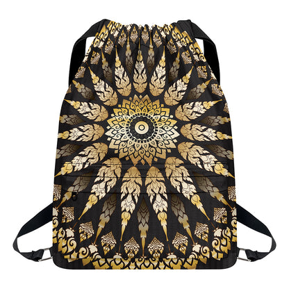 Thai Mandala Print Drawstring Backpack