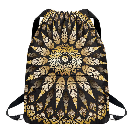 Thai Mandala Print Drawstring Backpack