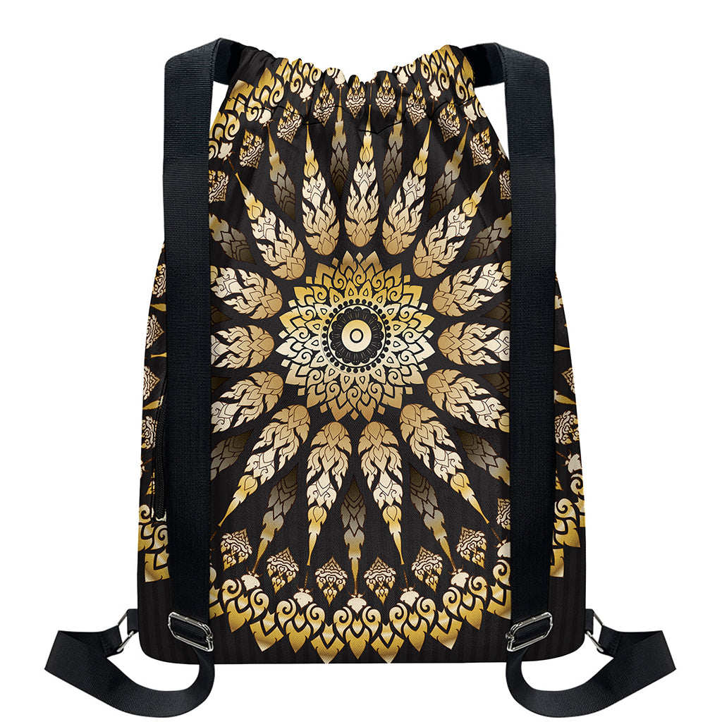 Thai Mandala Print Drawstring Backpack
