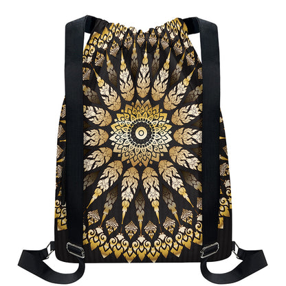 Thai Mandala Print Drawstring Backpack