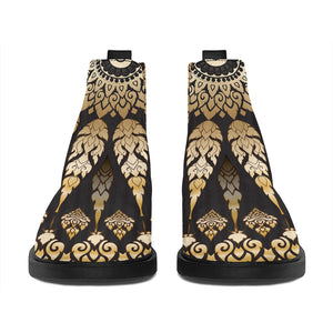 Thai Mandala Print Flat Ankle Boots