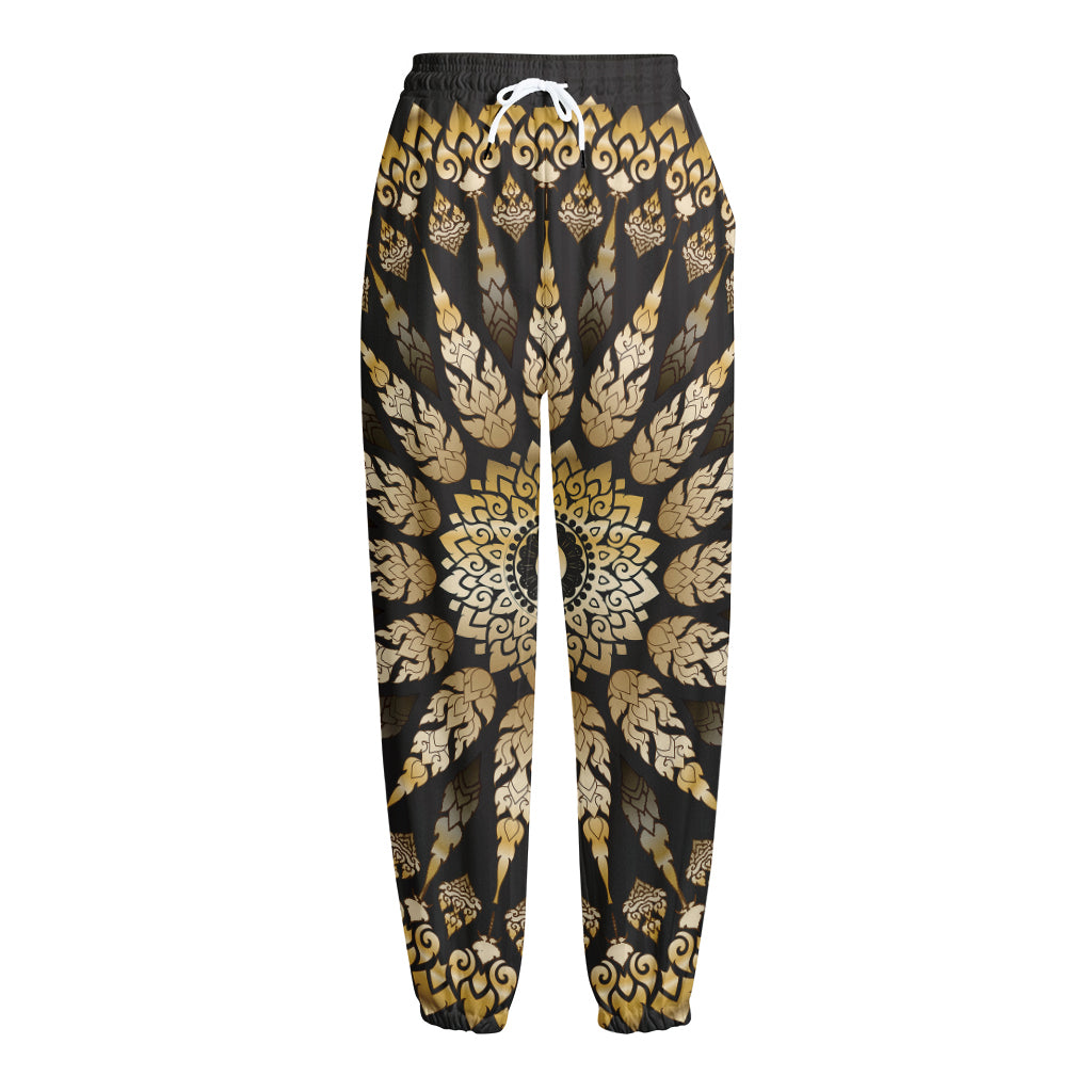 Thai Mandala Print Fleece Lined Knit Pants