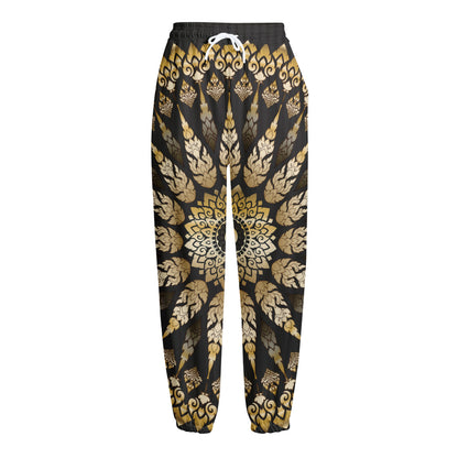 Thai Mandala Print Fleece Lined Knit Pants