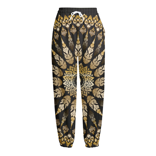 Thai Mandala Print Fleece Lined Knit Pants