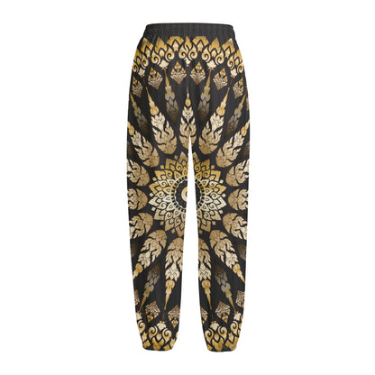 Thai Mandala Print Fleece Lined Knit Pants