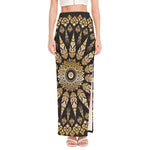 Thai Mandala Print High Slit Maxi Skirt