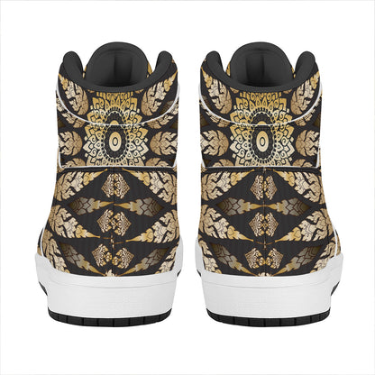 Thai Mandala Print High Top Leather Sneakers
