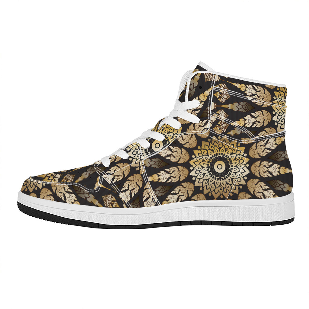 Thai Mandala Print High Top Leather Sneakers