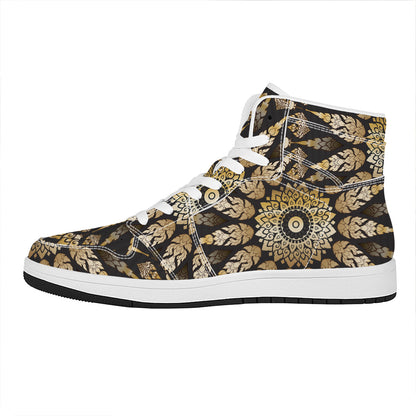 Thai Mandala Print High Top Leather Sneakers
