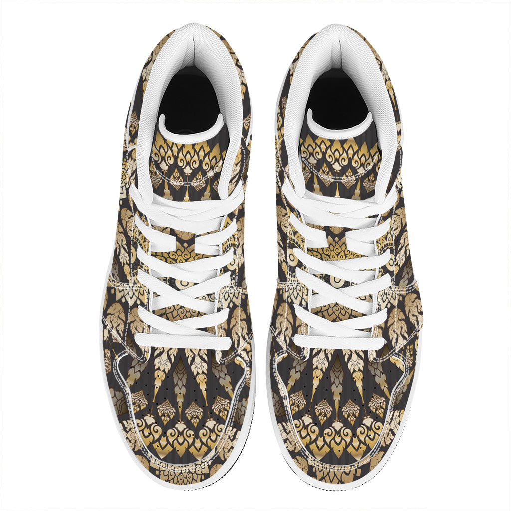 Thai Mandala Print High Top Leather Sneakers