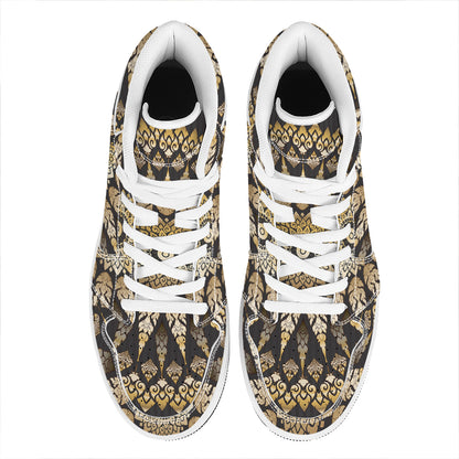 Thai Mandala Print High Top Leather Sneakers