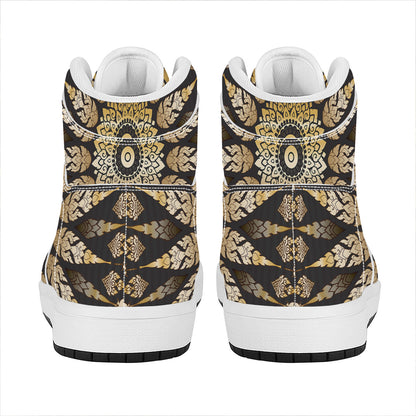 Thai Mandala Print High Top Leather Sneakers