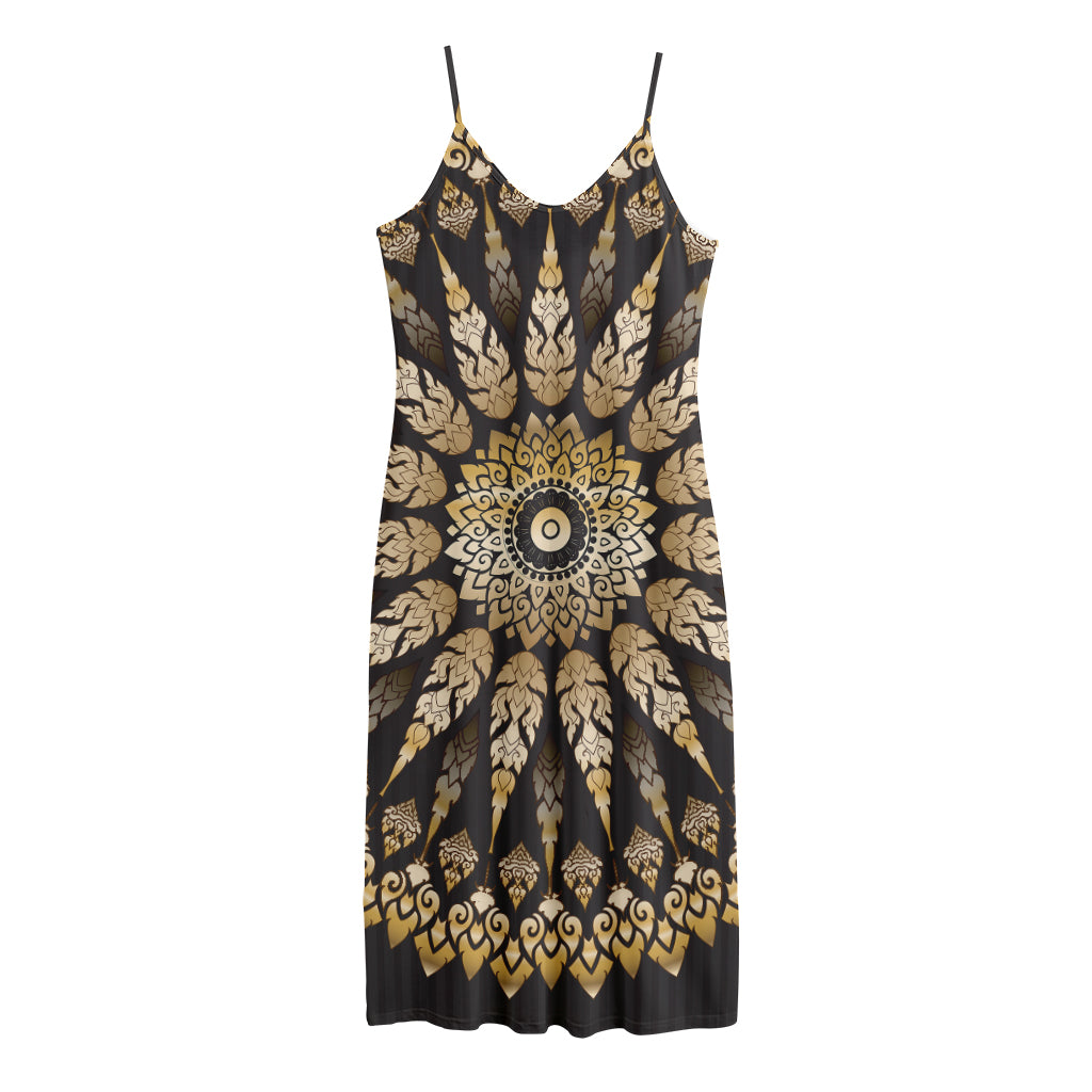 Thai Mandala Print Jersey Midi Cami Dress