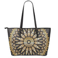 Thai Mandala Print Leather Tote Bag With Zipper