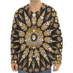 Thai Mandala Print Long Sleeve Baseball Jersey