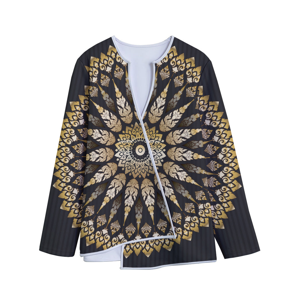 Thai Mandala Print Long Sleeve Short Coat