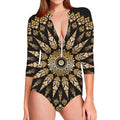 Thai Mandala Print Long Sleeve Swimsuit