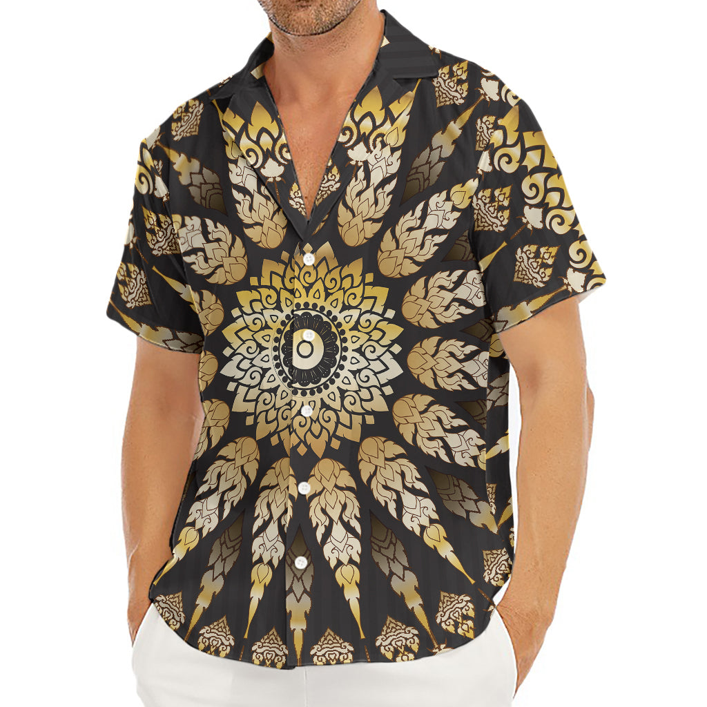 Thai Mandala Print Men's Deep V-Neck Shirt