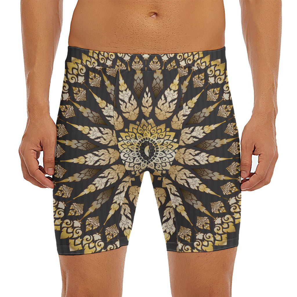 Thai Mandala Print Men's Long Boxer Briefs