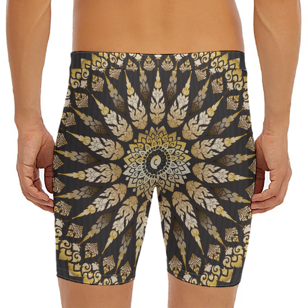 Thai Mandala Print Men's Long Boxer Briefs