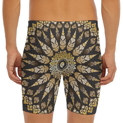 Thai Mandala Print Men's Long Boxer Briefs