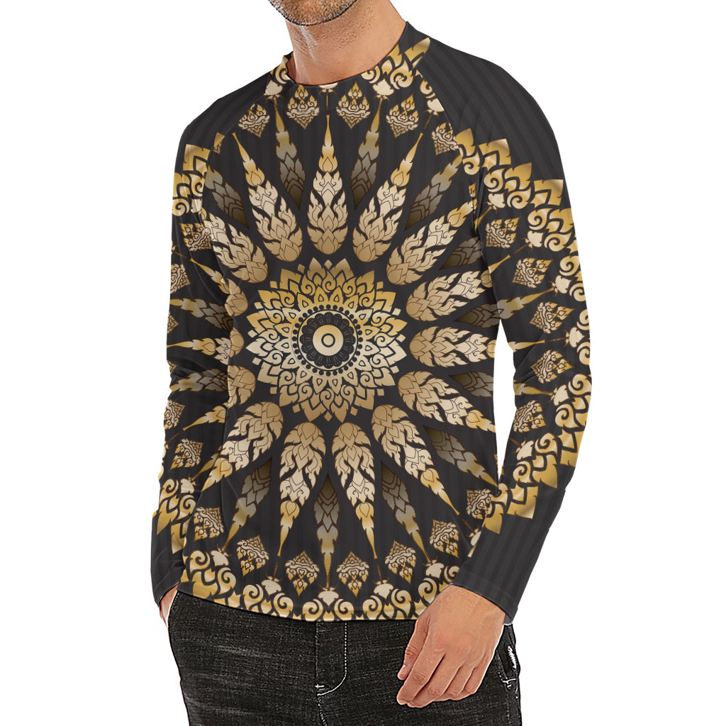 Thai Mandala Print Men's Long Sleeve Rash Guard