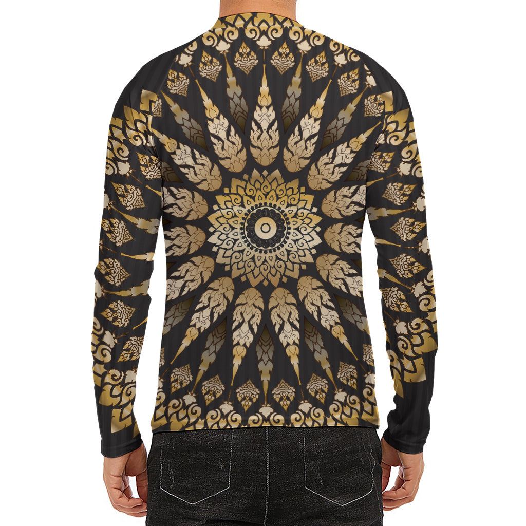 Thai Mandala Print Men's Long Sleeve Rash Guard