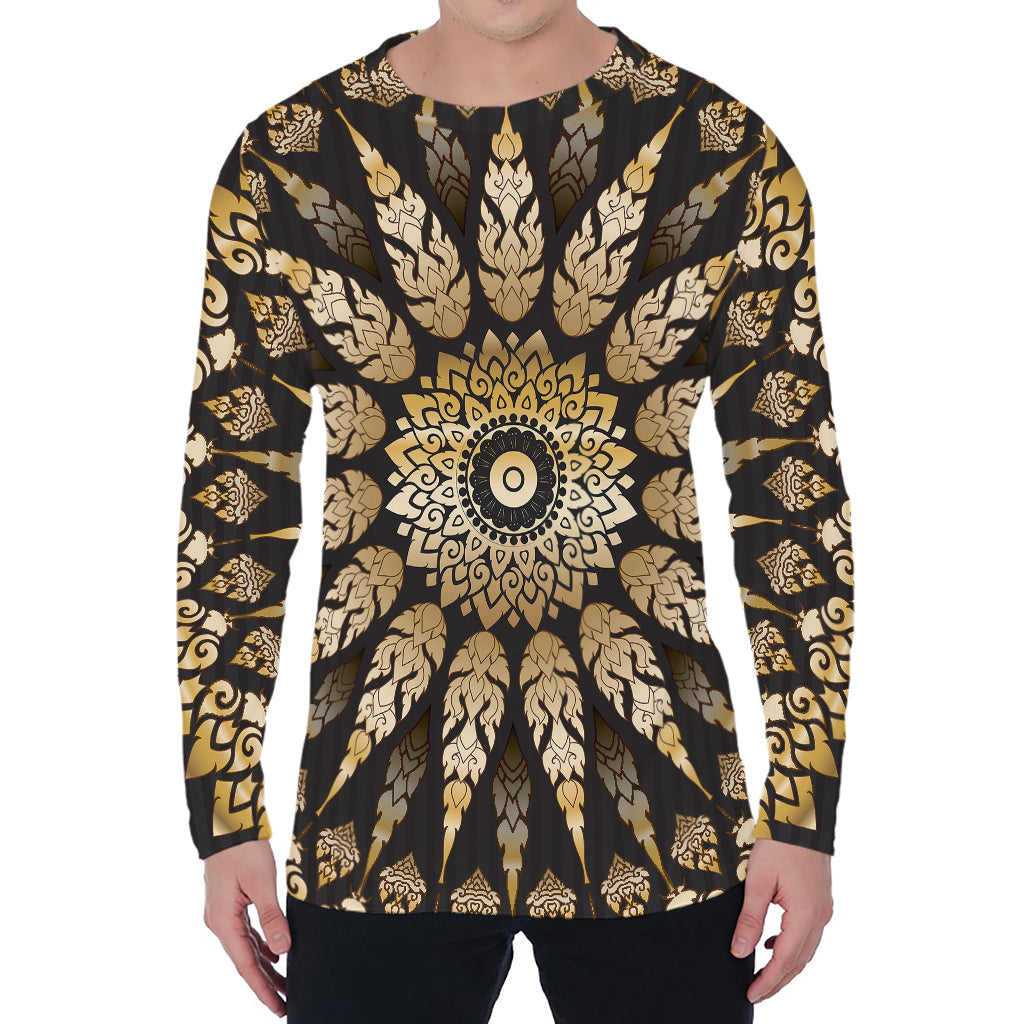 Thai Mandala Print Men's Long Sleeve T-Shirt
