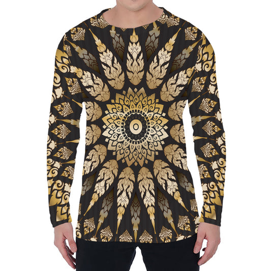 Thai Mandala Print Men's Long Sleeve T-Shirt