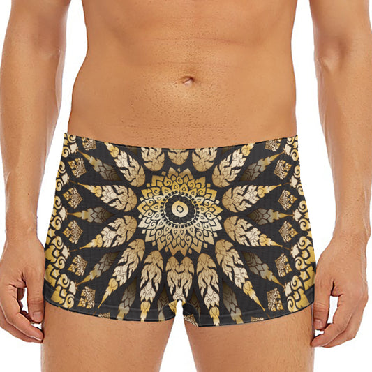 Thai Mandala Print Men's Short Boxer Briefs