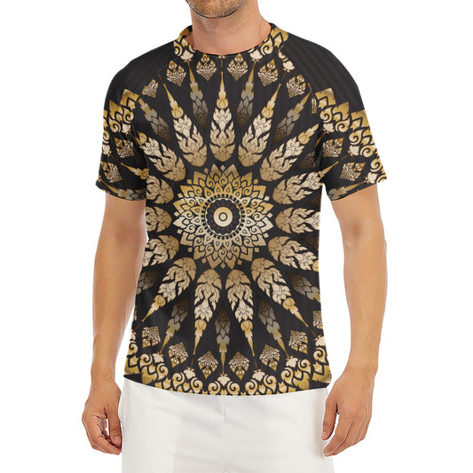 Thai Mandala Print Men's Short Sleeve Rash Guard