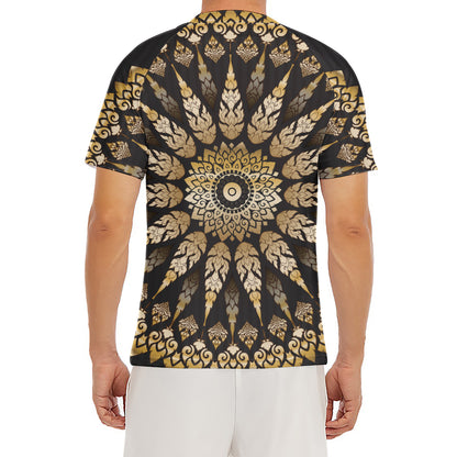 Thai Mandala Print Men's Short Sleeve Rash Guard