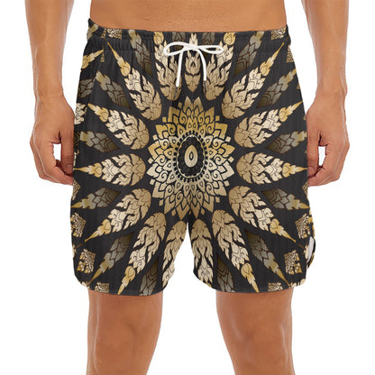 Thai Mandala Print Men's Split Running Shorts