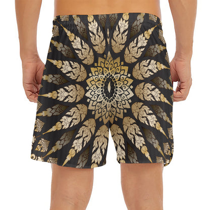 Thai Mandala Print Men's Split Running Shorts