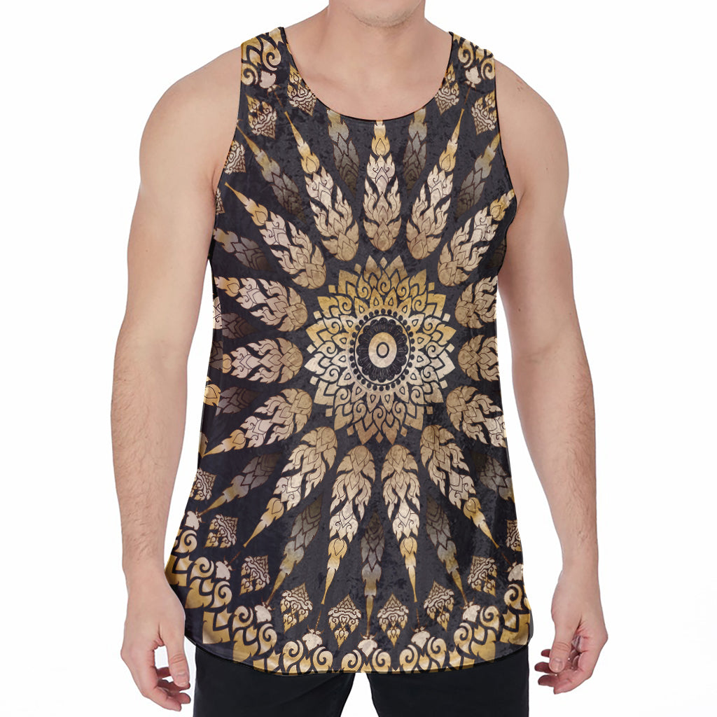 Thai Mandala Print Men's Velvet Tank Top