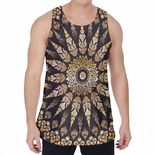 Thai Mandala Print Men's Velvet Tank Top