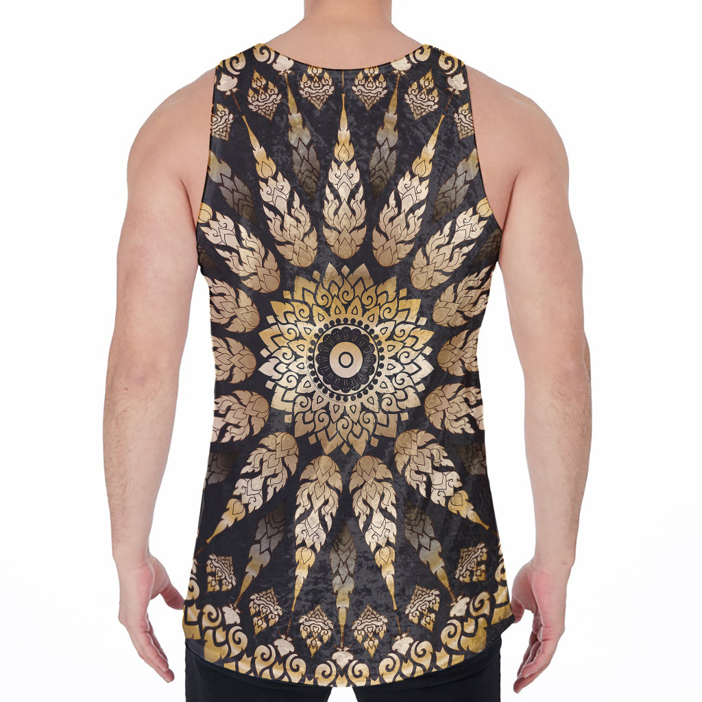 Thai Mandala Print Men's Velvet Tank Top