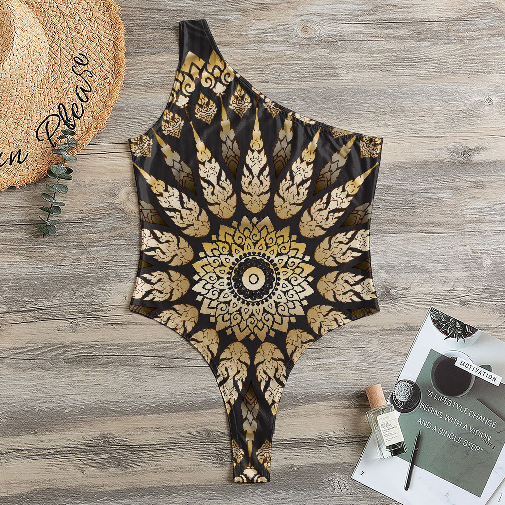Thai Mandala Print One Shoulder Bodysuit